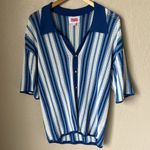 Solid & Striped  blue and white striped knit cover up polo Photo 2
