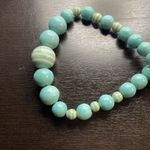 Vintage Turquoise Beaded Necklace With Silver Clasp Striped Vintage Bead Look Blue Photo 11