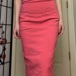 2B Clothing Bright Neon Hot Pink Coral Pencil Midi Skirt | Photo 4