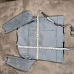 Zara Basic‎ Jacket Faux Suede Collarless Button Up Light Blue Size L Size L Photo 5