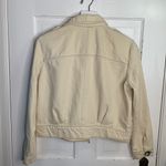 Free People Eisenhower Beige Cropped Oversized Neutral Denim Jacket W-907 Sz XS Photo 10