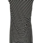 Loft NWT Women’s Stripe Side Shirred Midi Dress Black and White Size Medium Photo 0