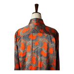 Equipment Shirt Women Small Orange Tan Silk Abstract Print Bradner Button Down Photo 4