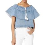 Levi's Levi’s Made & Crafted Denim Ruffle Top XS Y2K Western Chic Clean Girl Aesthetic Photo 3