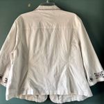Hearts of Palm White 20W Blazer Jacket Embroidered Boho Artsy Floral 3/4 Sleeve Photo 2