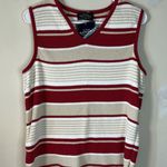 Sonoma Women's Striped Tank Top - Red and Cream made in USA Size Large Photo 1