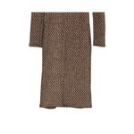 ZARA  Shimmery Fitted Knit Long Sleeve Lined Midi Dress Mock Neck Stretch S Brown Photo 10