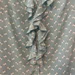 ⭐️Romy light teal blue sleeveless blouse with dandelion print and ruffles medium Photo 13