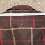 Merona Brown/Maroon Plaid Trench Coat Photo 9