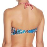 Nicole Miller Bandeau Halter Tie Neck Bikini Top Size 10 Striped Floral Red Blue Photo 11
