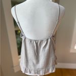 Aerie Light Gray Linen Cropped Loose Fit Ruffle Hem Cami Tank Sz Medium Photo 3