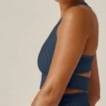 Beyond Yoga Like New  Work It Over Long Line Sports Bra Navy Stripe XL Retail $70 Photo 3