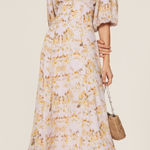 ALLSAINTS Aspen Momo Dress Womens Lavender Floral Midi V-Neck Open Back 4 Photo 0