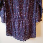 Xirena Navy Ditsy Floral Print Half Button Long Sleeve Tunic Shirt Dress XS Photo 5