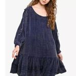 Free People Indigo Blue Washed Ashore Mini Dress Sz.M NWT Photo 1