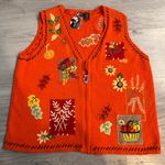 Holiday‎ Editions Bright Orange Embroidered Vest very pretty Size XL Photo 1