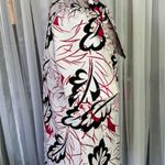 kitten bow blouse abstract leaves red black 1980s Size 12 Photo 8