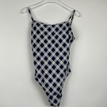 Sea Angel Square Neck One Piece Swimsuit Navy & White Plaid Size Small Blue Photo 3