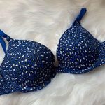 PINK - Victoria's Secret PINK Blue Leopard Wear Everywhere Push-up Bra Photo 0