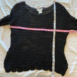 Talbots  Crochet Knitted Black Fishnet Blouse Long Sleeve Top Size Large Photo 5