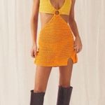 Peppermayo  Heaven Crochet Cutout Mini Dress Orange Yellow Lightweight Size Large Photo 1