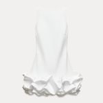 ZARA  dress mini white fitted bodycon with ruffled skirt party evening wedding Photo 17