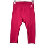 Gymshark Leggings Womens Med Pink/Red High Rise 3/4 Capri Athletic Yoga Workout Photo 3