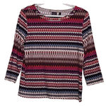 Rafaella  Women's Purple Blue Brown Orange‎ White Striped Long Sleeve Top Size M Photo 0