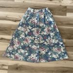 Vintage Vivaldi Jeanswear Floral Midi Length Denim Button up Skirt Green Size 6 Photo 2