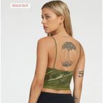 Boutique Women’s L Lace Trim Satin Camisole Tank Olive Green Y2K‎ Style Cropped Size L Photo 3