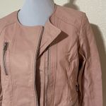 Slate + Willow  blush pink leather moto jacket LARGE FLAWED Photo 2