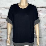 Isaac Mizrahi Live! NWT 1X Black & Gray Colorblock SOHO Relaxed Knit Top Shirt Photo 0