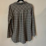 Soft Surroundings Charcoal, Gray Windowpane Button Down Shirt Medium Photo 3
