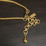 Crescent Vintage MONET Ruffled Bar Pendant Choker Gold tone Necklace Photo 12