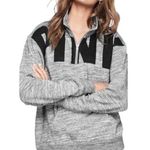 PINK - Victoria's Secret Pink Victoria’s Secret spell out logo quarter zip sweatshirt grey and black sz M Photo 0