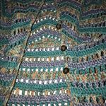 J. Jill hand crochet M 3 button sweater. Multi color foldable collar. Green Size M Photo 2