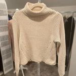 FAVLUX  Cable Knit Mock Neck Balloon Sleeve Cropped Chunky Knit Sweater Eyelet Photo 0