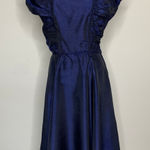 Vintage Navy Blue ? Taffeta 50s 60s Dress Handmade Ruched Bodice Size XS Photo 0