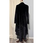 90s Black Velvet Duster Goth Cardigan Waterfall Sheer Hem Open Front Women S Photo 9