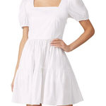 Waverly‎ Grey Dress Womens X Small White Shorty Button Back Mini Puff Sleeve Size XS Photo 0