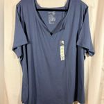 Terra & Sky  Women’s Slate Blue Short Sleeve Tee Shirt Top Casual 3x (24-26w) NWT Photo 0