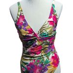 SUNSETS One Piece Swimsuit 34DD Colorful Floral Print Ruched Bust Bathing Suit Size M Photo 0