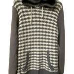 Old Navy L/XL Gray & White Knit Hoodie Sweater With Ribbed Hem & Kangaroo Pocket Photo 0