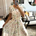 Laura Ashley Vintage 1980s white floral maxi belted dress size 8 US 100% cotton Photo 1