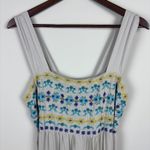 Natural Life Jumpsuit Womens XL Gray Embroidered Floral Wide Leg Boho Hippie New Photo 2