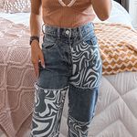 Nasty Gal Marble Print Patchwork Jeans  Photo 0