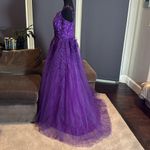 Women’s Purple Full Length Prom Party Quinceanera Dress Lace Appliqué Size 14 Photo 5