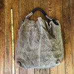 Suede leather Italian Maurizio Taiuti large grungy deconstructed hobo tote bag Tan Photo 1