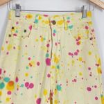 Shekou Womens Yellow High-Waisted Wide-Leg Paint Splatter Streetwear Pants Small Photo 2