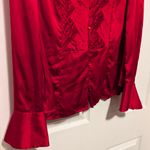 Jones New York  Signature Red 100% Silk Button Front Blouse XL Photo 4